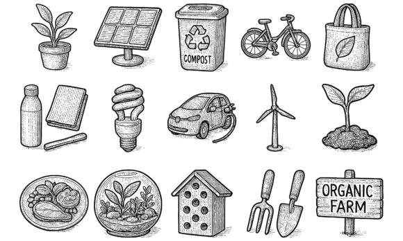 Download Hand Drawn Eco Sustainability Icons Pack - Pack Collection