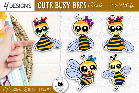 Download Cute Bee Sticker Pack | Kawaii Bee PNG - Pack Collection
