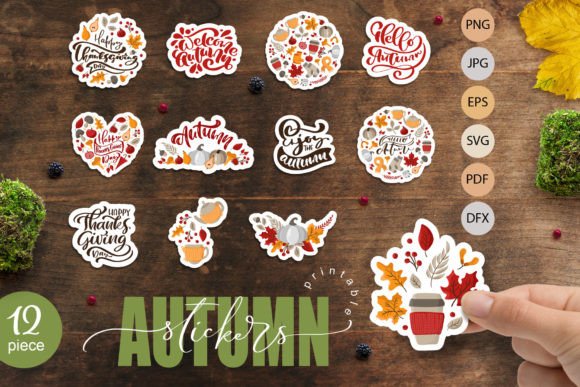 Download 12 Cutting Autumn Stickers Pack - Pack Collection