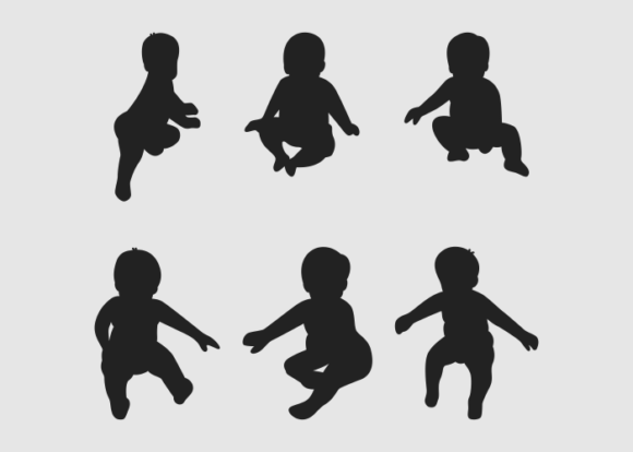 Download Cute Baby Silhouette Vector Collection - Baby silhouette Collection